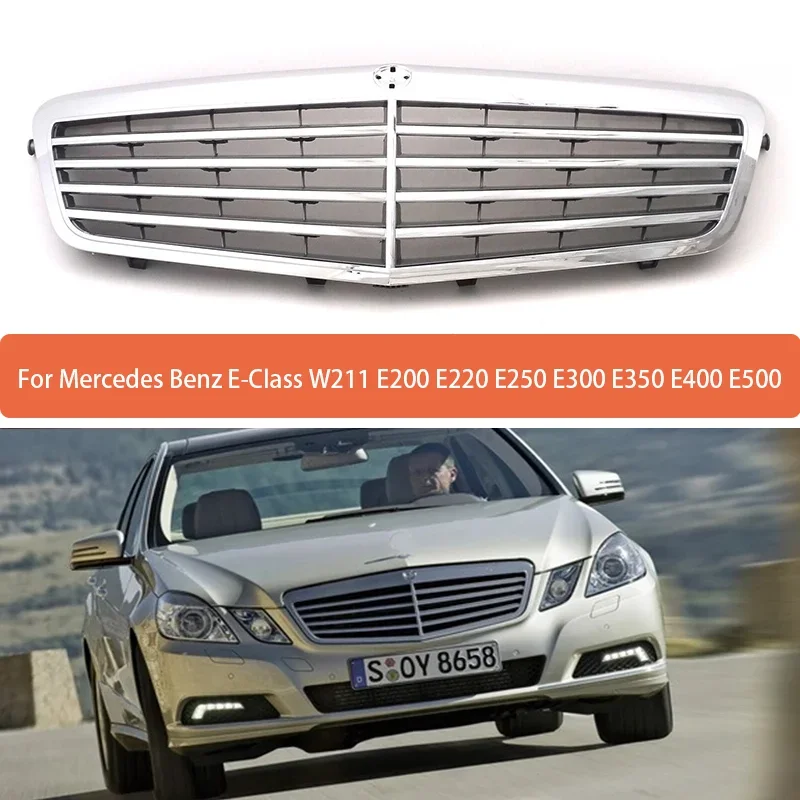 

Front Hood Bumper Grille For Mercedes Benz E-Class W211 E200 E220 E250 E300 E350 E400 E500 E63 2009-2016 2128800983 A2128800983