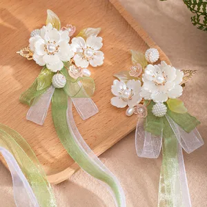 Barrettes à cheveux de style chinois avec fleurs au tempérament de pivoine, un couvre-chef, un long pompon en perle, une épingle à cheveux en perle, bijoux capillaires de fête Hanfu ancienne 12 meilleures pinces à cheveux pivoine en vente - No 9