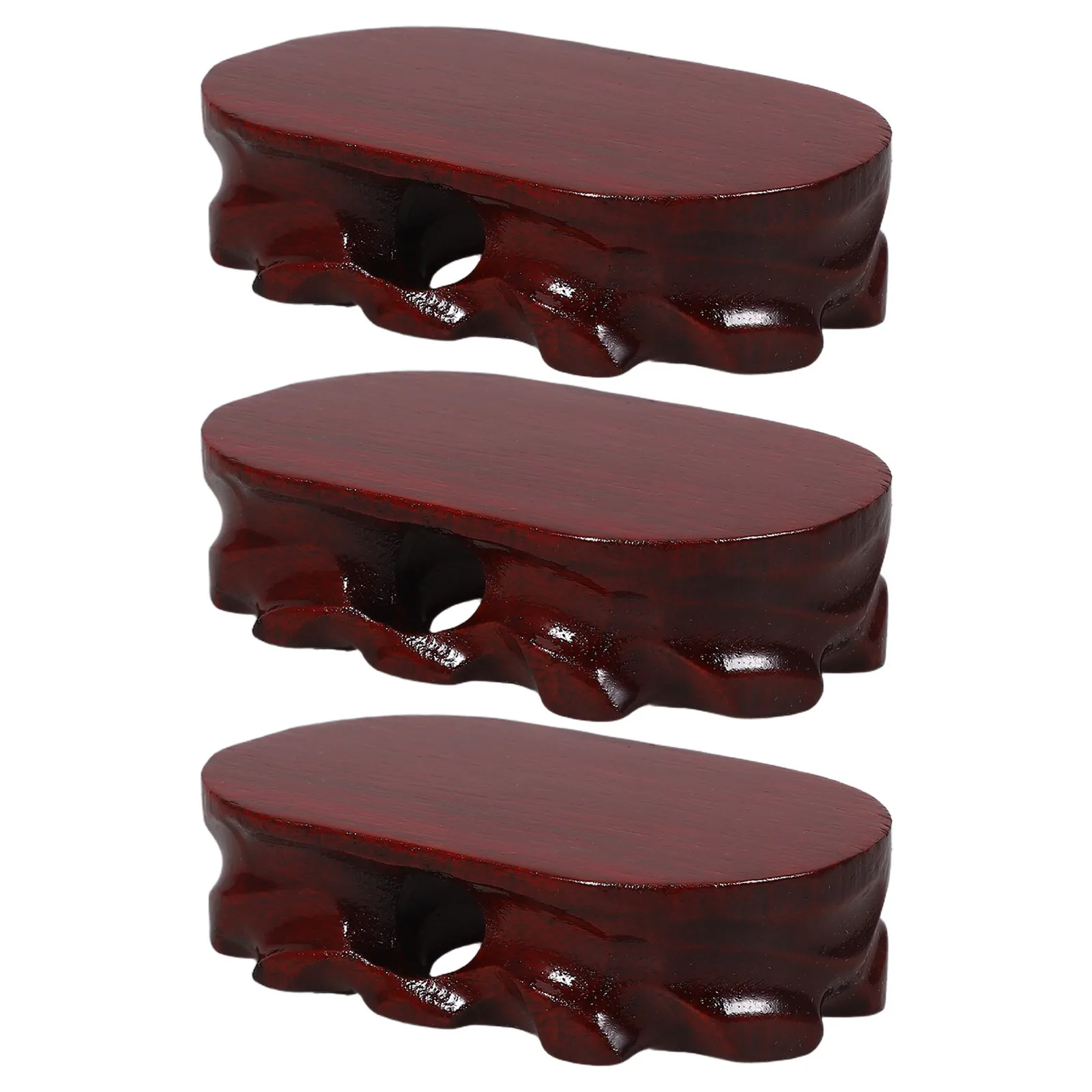 

3Pcs Wooden Sculpture Stand Oval Base for Figurines Handicraft Display Home Office Decor Statue Display Stand Desktop Ornament