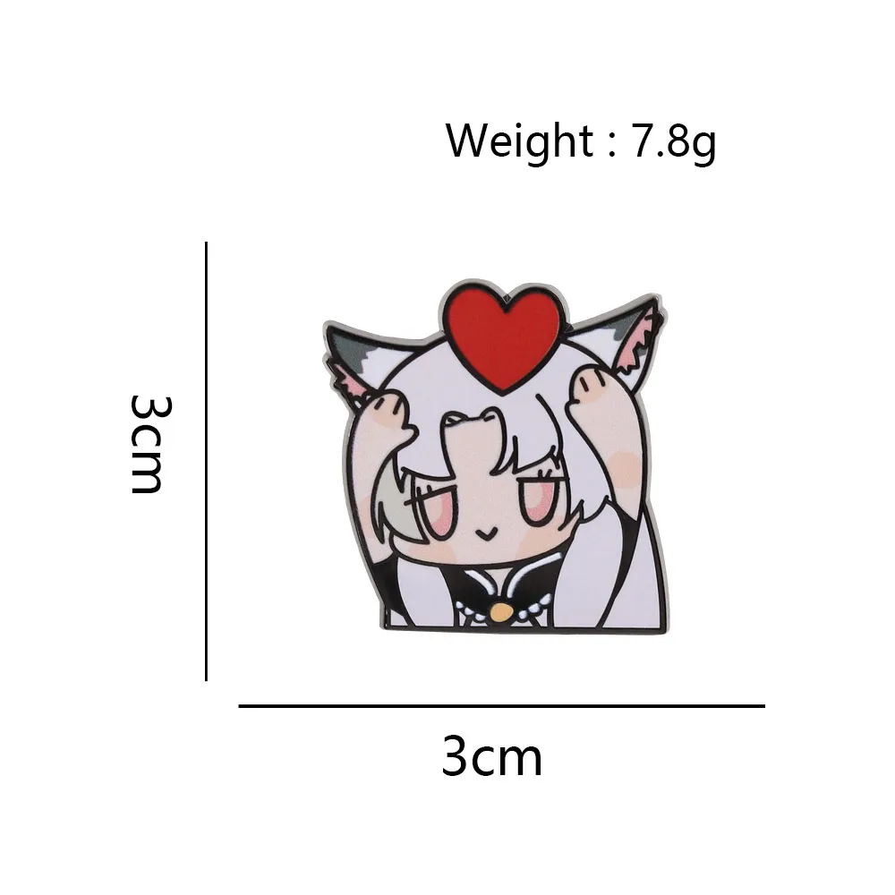 Naraka Bladepoint Hu Tao Herz-Katzenohren-Mädchen Emaille-Pin Niedliche Anime-Anstecknadel Cartoon-Brosche für Kleidung Rucksack Fan-Geschenk – Detail 3