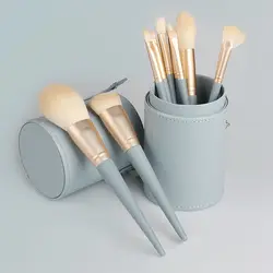 Makeup Brush Storage Bucket PU Leather Hasp Makeup Brush Holder Travel Portable Cosmetic Brush Organizer Eyebrow Pencil Holder