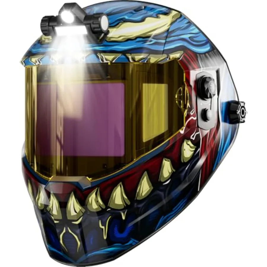 

Welding Helmet with Light-Full Digital Filter, 7.2"x3.2" Extra Wide Panoramic View Auto Darkening, Type-C Fast Charging True Color Wide Shade 4/5-9/9-13 for Weld Cut Grind