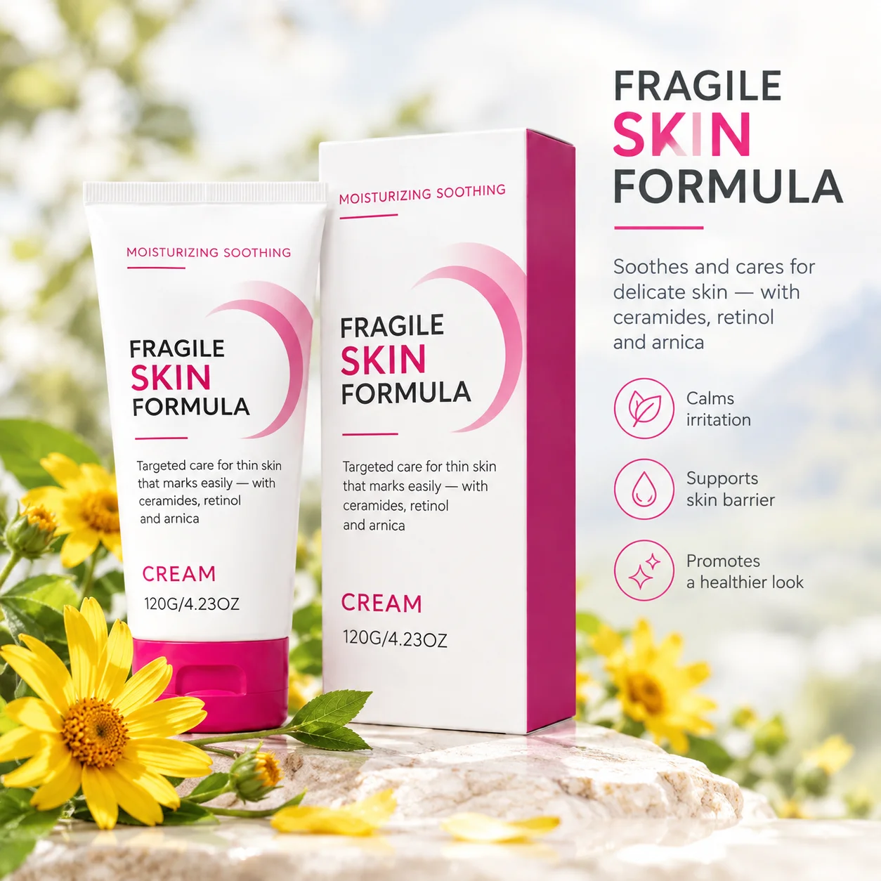 Fragile Skin Formula Cream With Retinol & Arnica For Relief Skin Fold Redness,Body Skin Barrier Supports Body Care Moisturizer