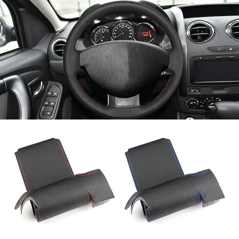 

Для Dacia Renault Duster 2010-2016 Dokker Lodgy 2012-2016 Logan Sandero 2013-2017 автомобильные аксессуары кожаный чехол на руль
