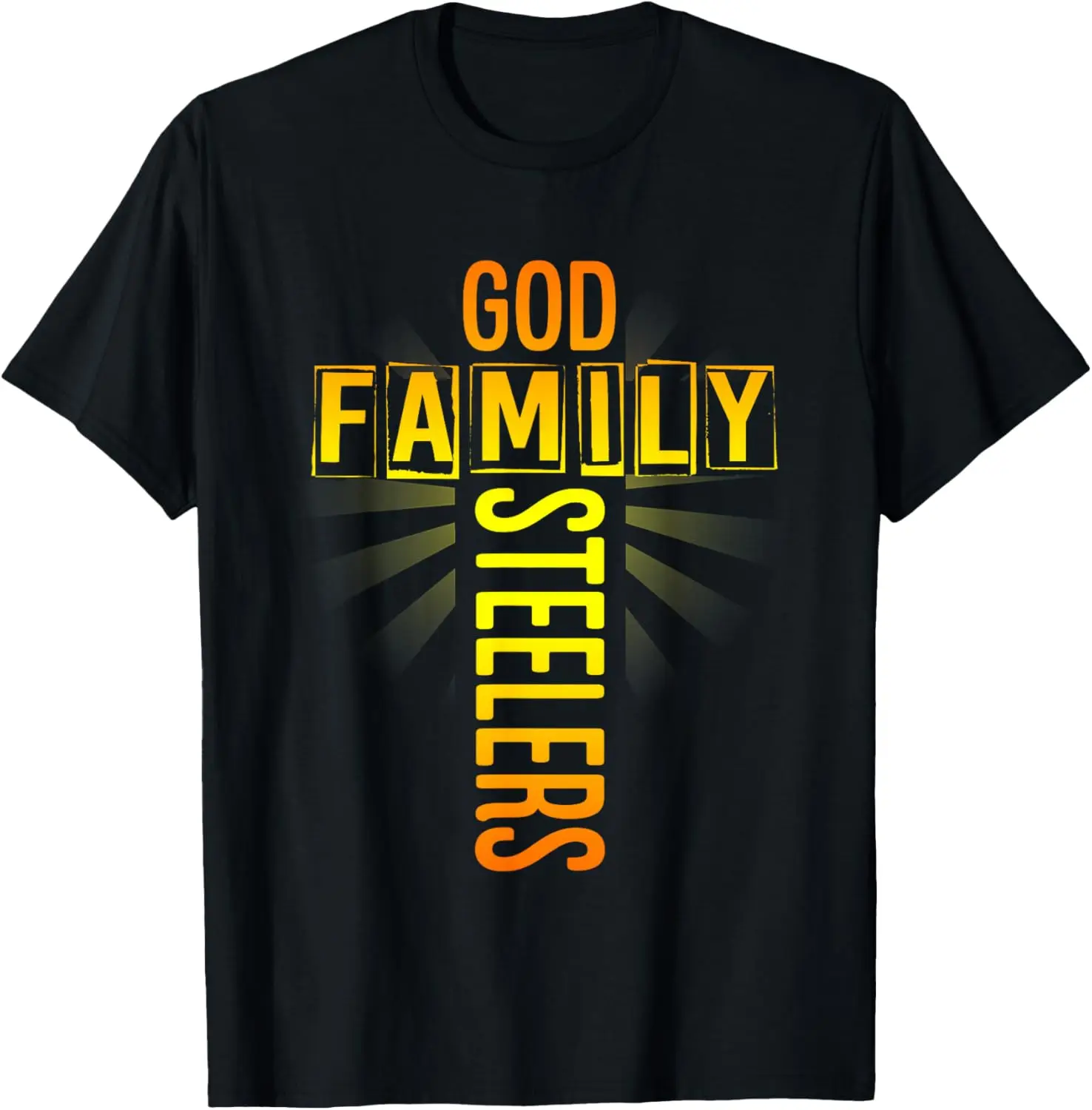 تي شيرت God Family Steelers Graphic للرجال من القطن برقبة دائرية وجيد التهوية #1