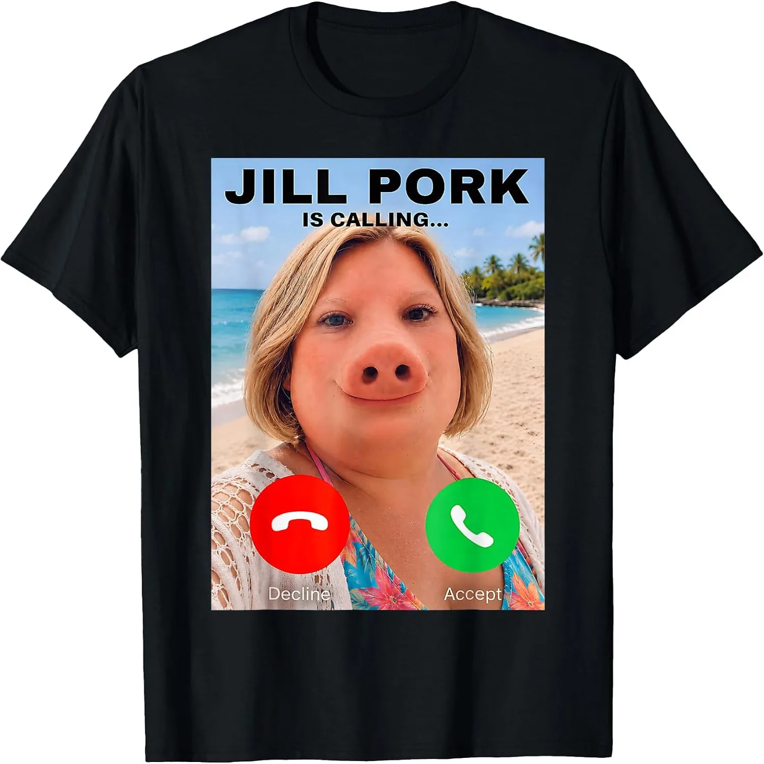 Jill Pork John Pork Funny Calling Phone Shirt Brainrot T-Shirt