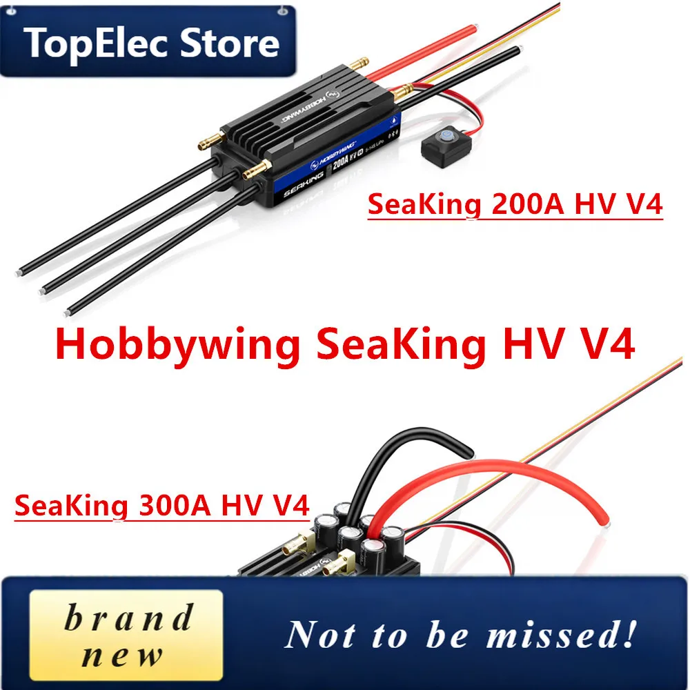 TopElec Newest Hobbywing SeaKing 200A Or 300A HV V4 14S High Voltage / High Power Brushless ESC Built-in Bluetooth For RC Boat