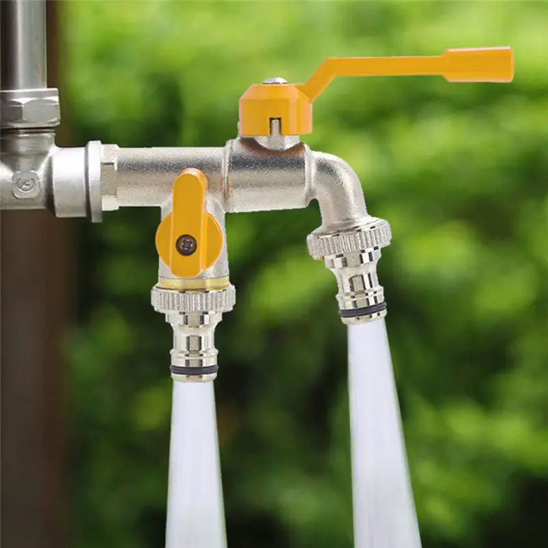 SEWS-3/4 Garden Courtyard Outdoor Antifreeze Faucet One-In-Two-Out Outdoor Washing Machine All-Copper Dual-Use Large Flow Durabl