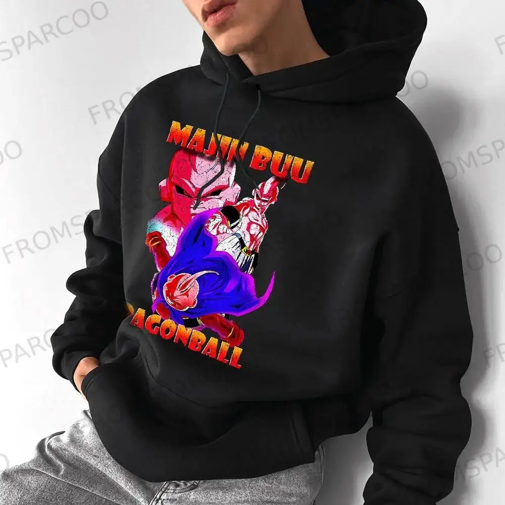 

Dragon Ball Z Buu Long Sleeve Hoodie for Men 100 Cotton Kangaroo Pocket Loose Fit Oversized Autumn Winter Casual Wear