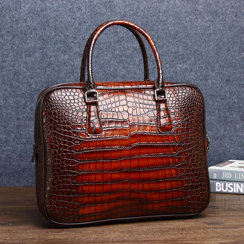 Crocodile Belly Pattern Men\'s briefcase Large size and large capacity handbag Business travel computer bag Business bag