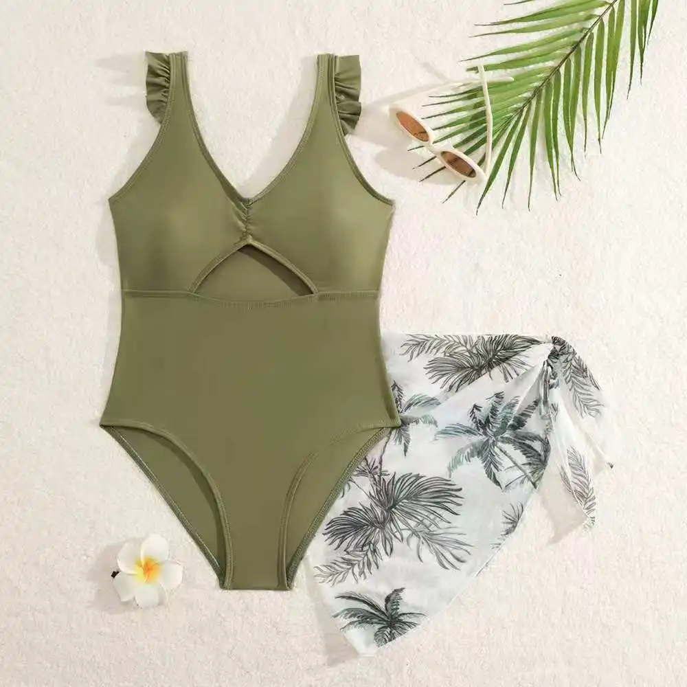 

Купальник для девочек 9-16 лет, цельный, с рюшами, подростковый, с юбкой, пляжный, для плавания