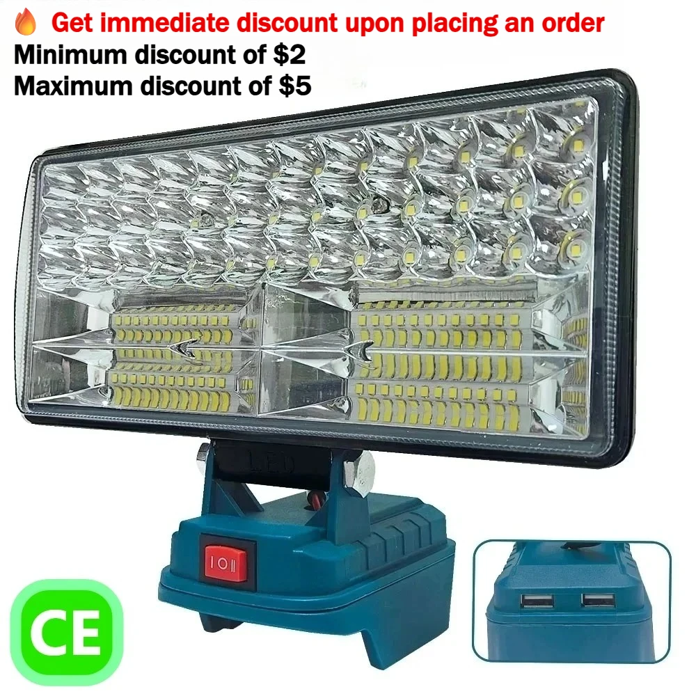 LED Work Light 3/4/8Inch For Makita 14.4V 18V Li-ion Battery Lamp With USB Outdoor Flashlight Lantern Camping Emergency Light