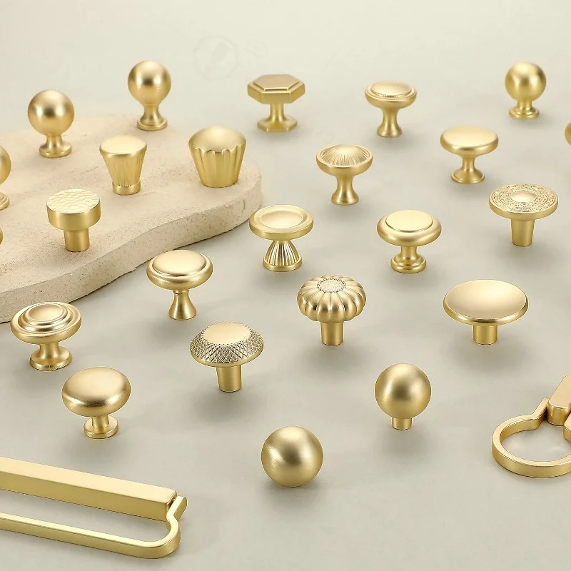 Luxury Golden Single Hole Cabinet Pull Minimalist Drawer Knob Wardrobe Bookcase Nightstand Furniture Door Handle Hardware