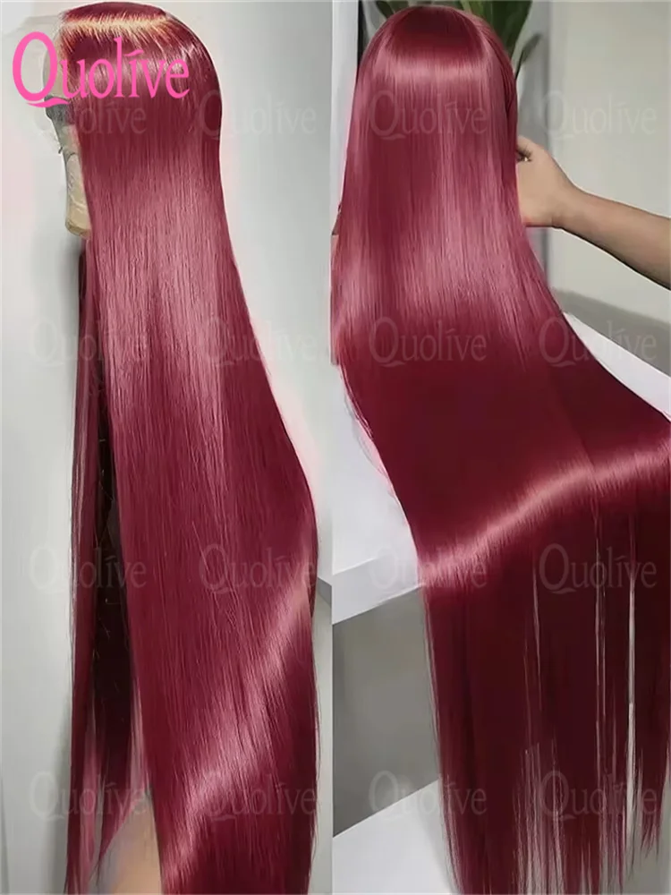 بورجوندي 13x6 Hd الدانتيل أمامي باروكة من شعر طبيعي مستقيم الأحمر 13x4 الدانتيل الجبهة خصلات الشعر المستعار الإنسان 30 بوصة 99J الملونة 100% باروكة من شعر طبيعي #1