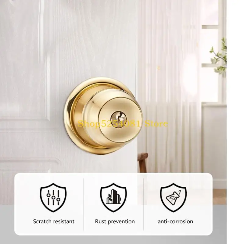

AXYC Reversible Round Door Lock Keyed Entry Knob Upgrades for Front Entrance in Brass