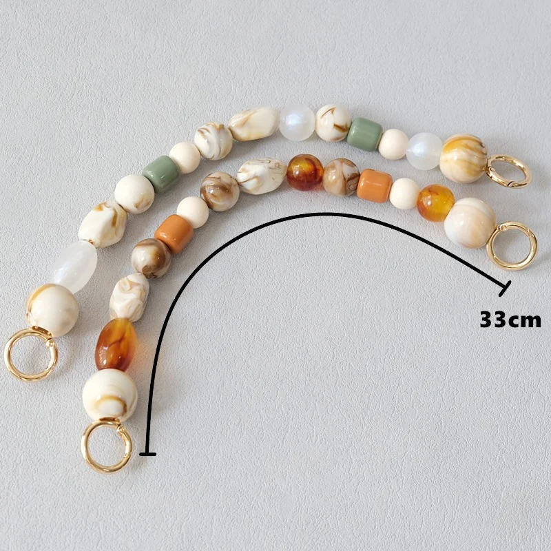 New Woman Bag  Strap Accessory Vintage Amber Acrylic Resin Beads Parts Luxury Handcrafted Wristband Women Cute Bag Handle Chain