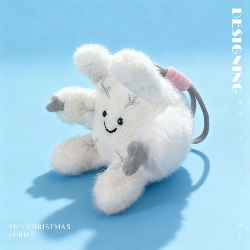 عيد الميلاد إكليل سلسلة دمية دمية ألعاب من نسيج مخملي دمية القوس ندفة الثلج شجرة عيد الميلاد ديكور المنزل هدية للأطفال #4