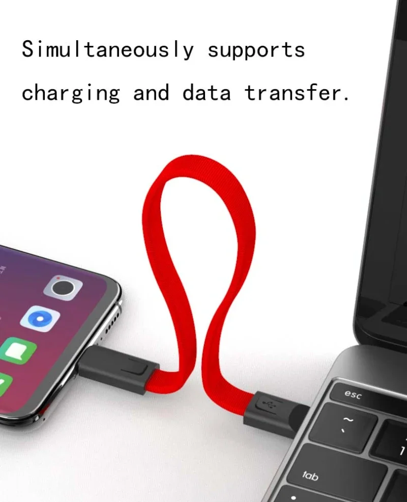 300pcs Mini Portable Micro USB Type C 8Pin Cable Fast Charging for iPhone Samsung Charger Type-C Keychain Wire Short Line Cord