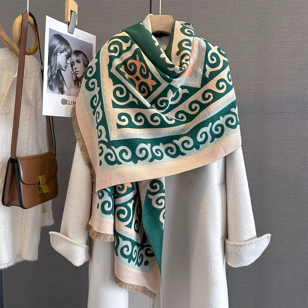 

Luxury Print Flower Wrap Chal Soft Mujer Bufanda Pashmina Women Shawls Imitation Cashmere Scarf Tassels Muffler Poncho Cape