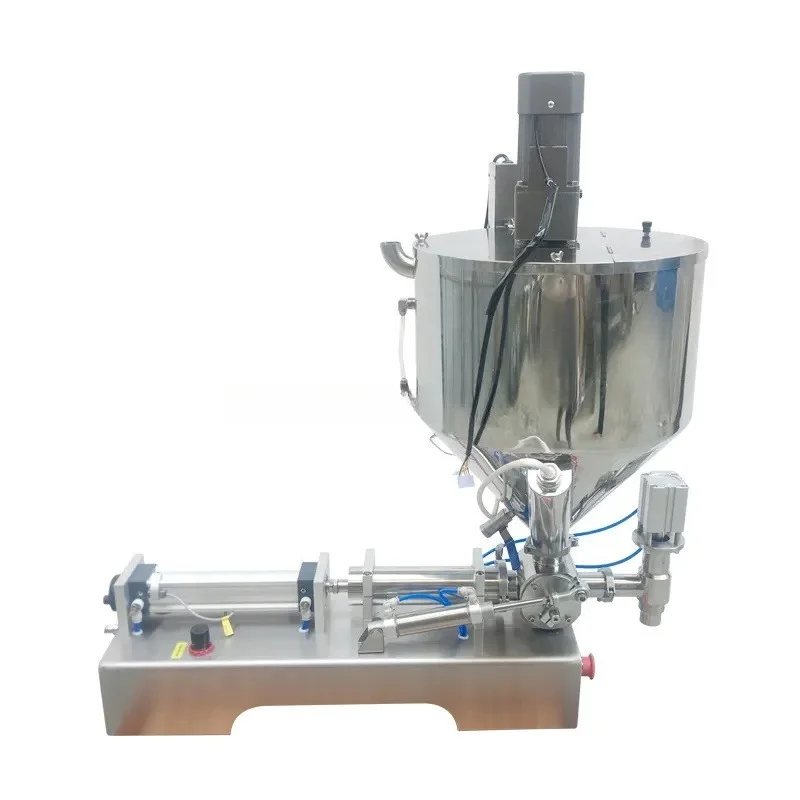 Máquina llenadora de salsa de chile y biberón horizontal de un solo cabezal con tanque mezclador