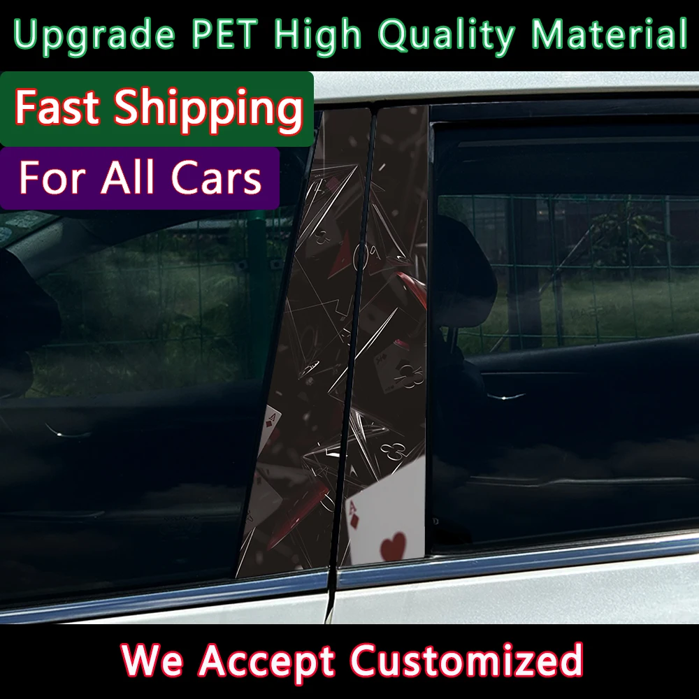 Creative Poker Car Stickers DIY Car B-pillar Cover Scratches Waterproof Durable Cartoon Automobile Decoration Auto PET Decals