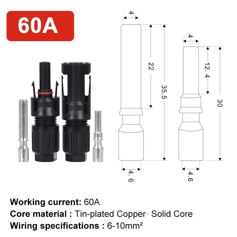 30A/45A/60A/80Aコネクタオスとメスのプラグ1000v dcのための太陽光発電コネクタ2.5/4/6/10/16mm2 IP67防水