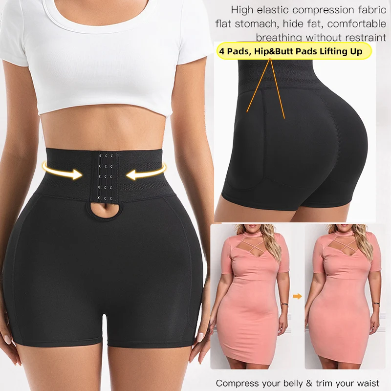 محدد شكل الجسم لرافع المؤخرة مبطن للنساء مع 4 وسادات إسفنجية للتحكم في البطن مع مشد للخصر وإغلاق خطاف #3