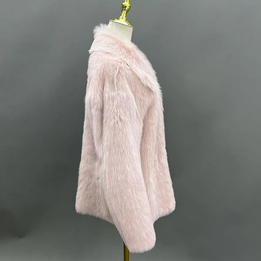 Janefur 여성 겨울 중간 길이 Shearling 코트 두꺼운 핑크 진짜 가죽 자켓 따뜻한 세련된 푹신한 JFB9-25018