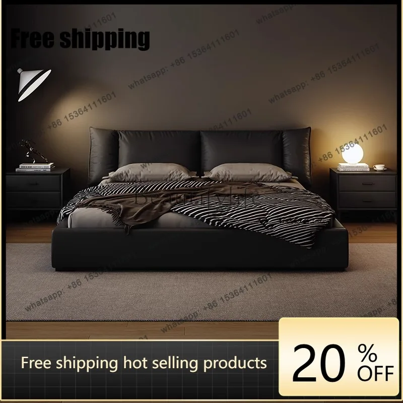 

LJY Modern Black Double Bed Decoration Girls Elegant Style Floating Double Bed Storage Modern Luxury Cama Casal Furniture For Ho