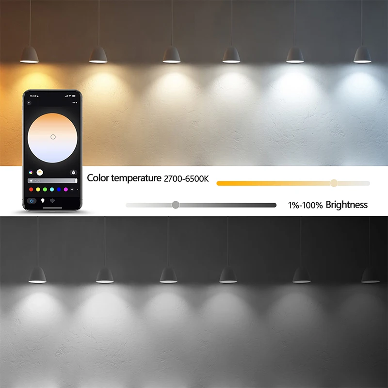 Bombilla inteligente RGB para decoración de sala de estar, luces LED regulables con WIFI, aplicación de Control remoto por voz con Yandex, Alexa,