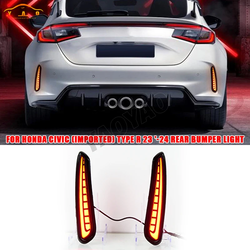 

LED Rear Bumper Tail Light For Honda Civic Type R 2023-2024 Turn Signal Backup Reflector Lamp Taillight