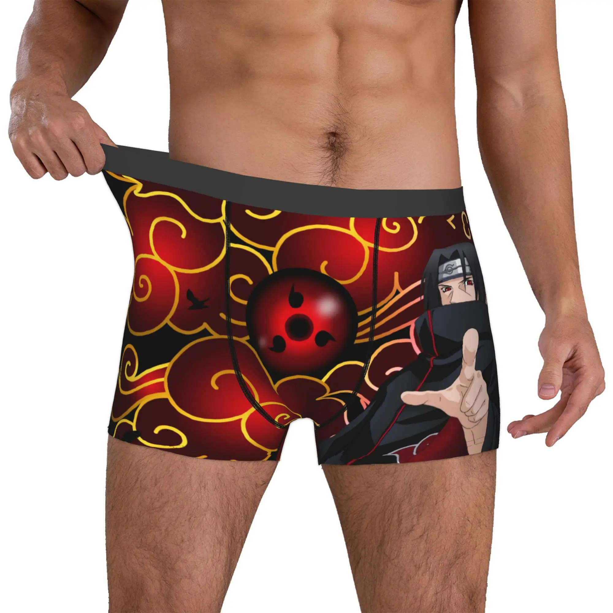 Maßgeschneiderte U-Uchihaes Itachi Manga Comic Boxershorts für Herren 3D-Druck Unterwäsche Slips Stretch-Unterhosen
