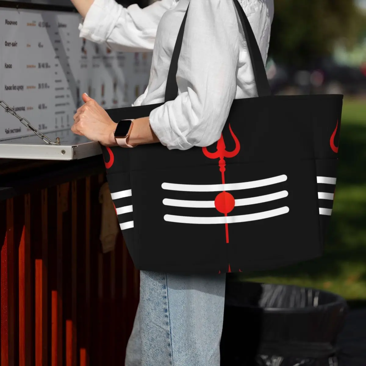 

Shiva Hindu God India Lingam Shiva Trishul Beach Tote Bag Sport Gym Yoga Duffle Large Tote Bag Women Travel Bag Fitness bag