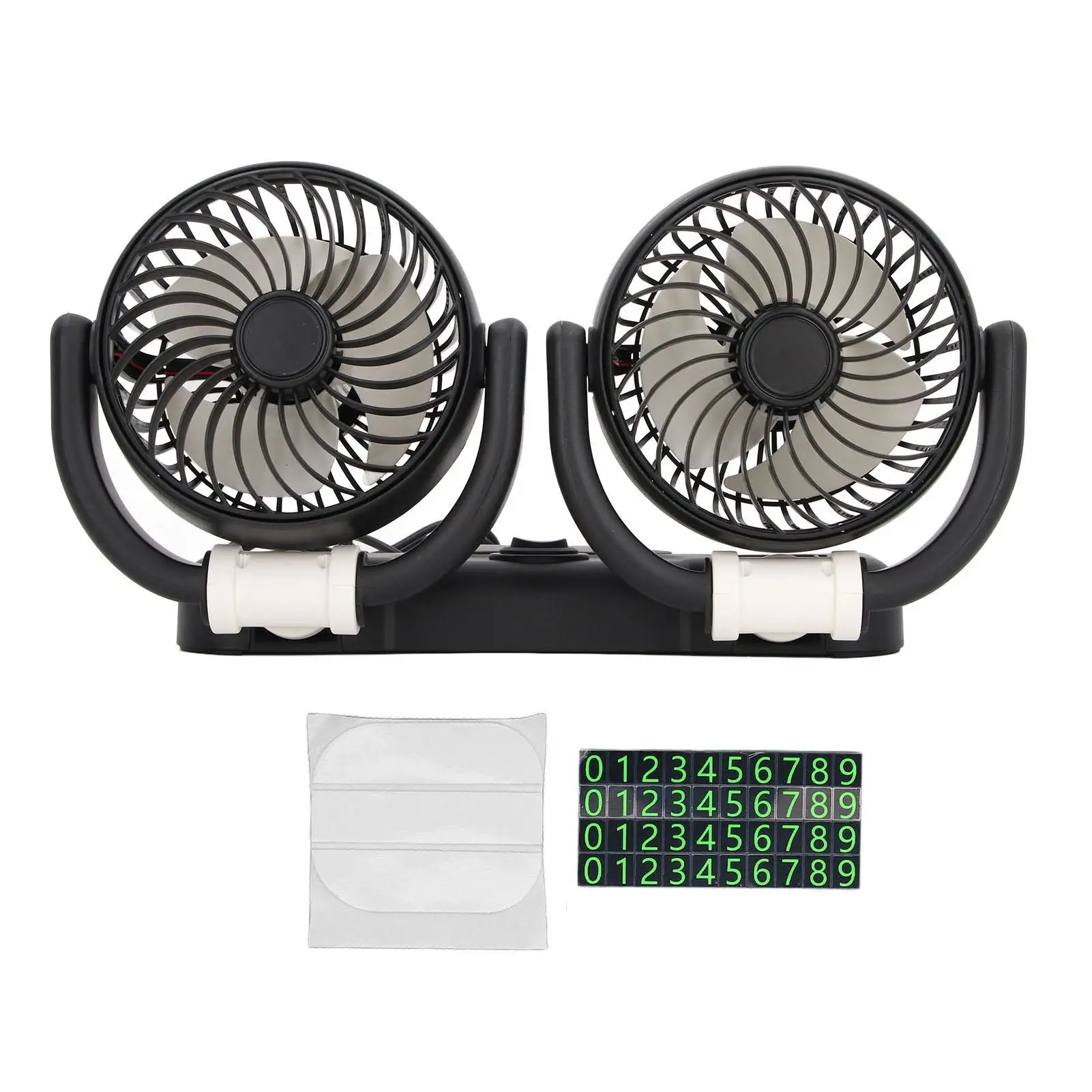 Ventilador de cabeça dupla dobrável, resfriamento silencioso, 2 velocidades, rotação de 360 graus, DC5V, USB, ventilador de veículo para painel de carro