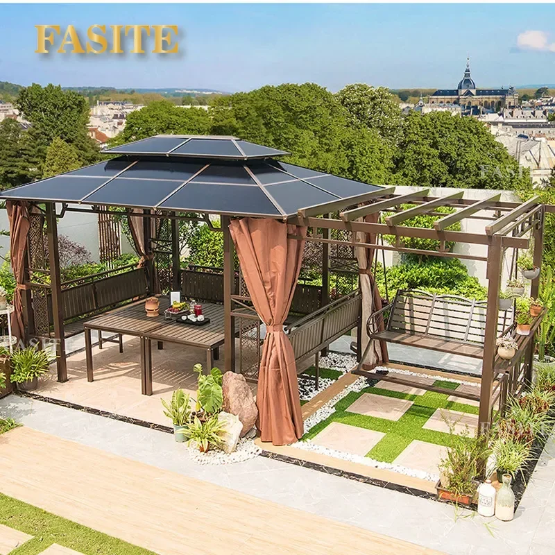 For Outdoor Gazebo Grape Trellis High End Villa Courtyard Garden Leisure Pavilion Terrace Open Air Roof Awning Durable Shade