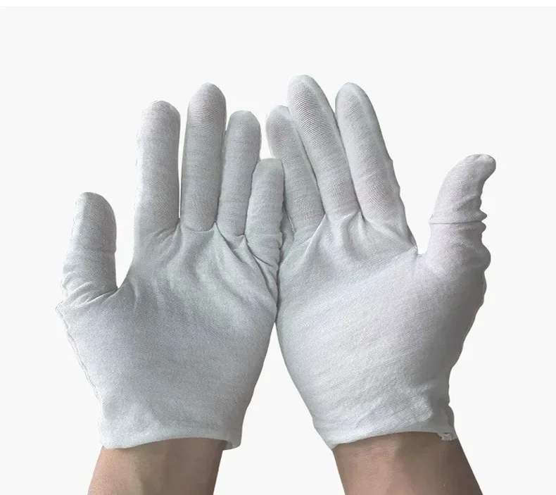 6/4 Pairs Black/white Test 100% Cotton Work Gloves Ceremonial Gloves Men and Women Waiters Drivers Jewelry Garden Gloves