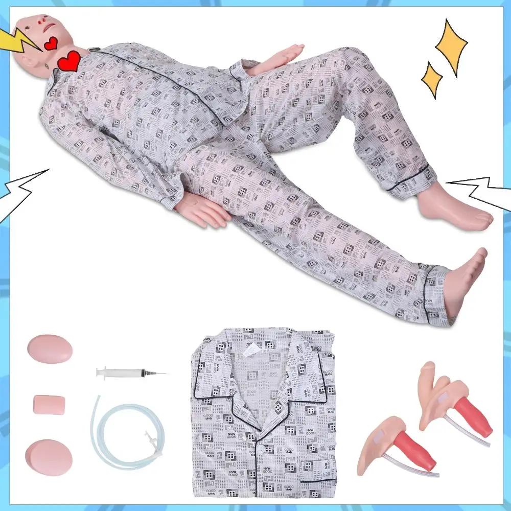 

Nursing Training Mannequin Male-Female 5.2ft Life Size with 3 Muscle Module & Hospital Gown & Urinary for Teaching Pratice