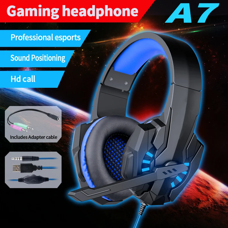 

SW-G830 Gaming headphones with flexible HD microphone cover ears RGB light stereo surround sound external wired headphones