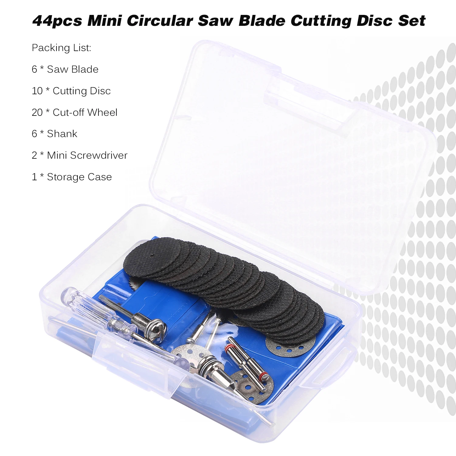 Zestaw 45 mini tarcz tnących do pilarki tarczowej, tarcze szlifierskie, tarcze tnące do narzędzi z przezroczystym etui.