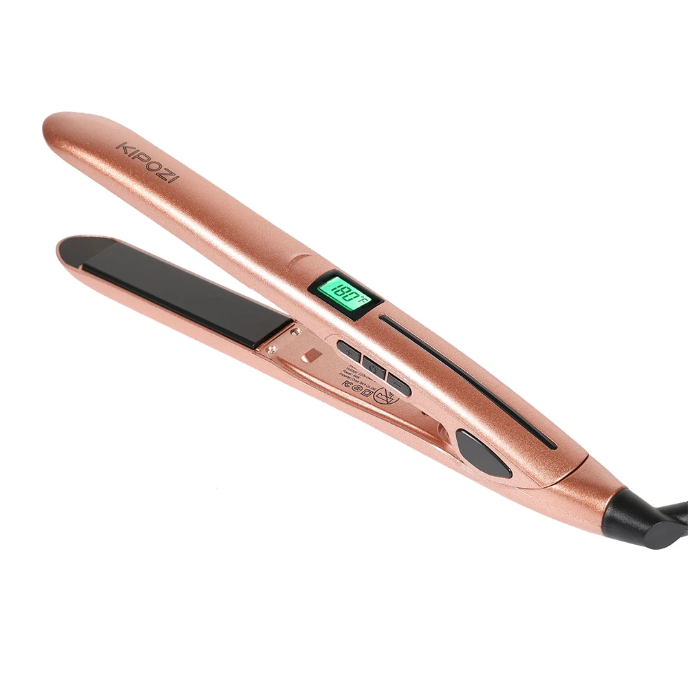 KIPOZI Perfect For Any Hair Type Titanium Flat Iron Hair Straightener with Digital LCD Display Dual Voltage Instant Heating Iron