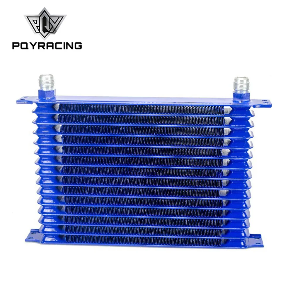 Universal Oil Cooler 15 row 10AN 10 AN Universal Engine Transmission Oil Cooler Kit Trust Type Blue PQY5115B