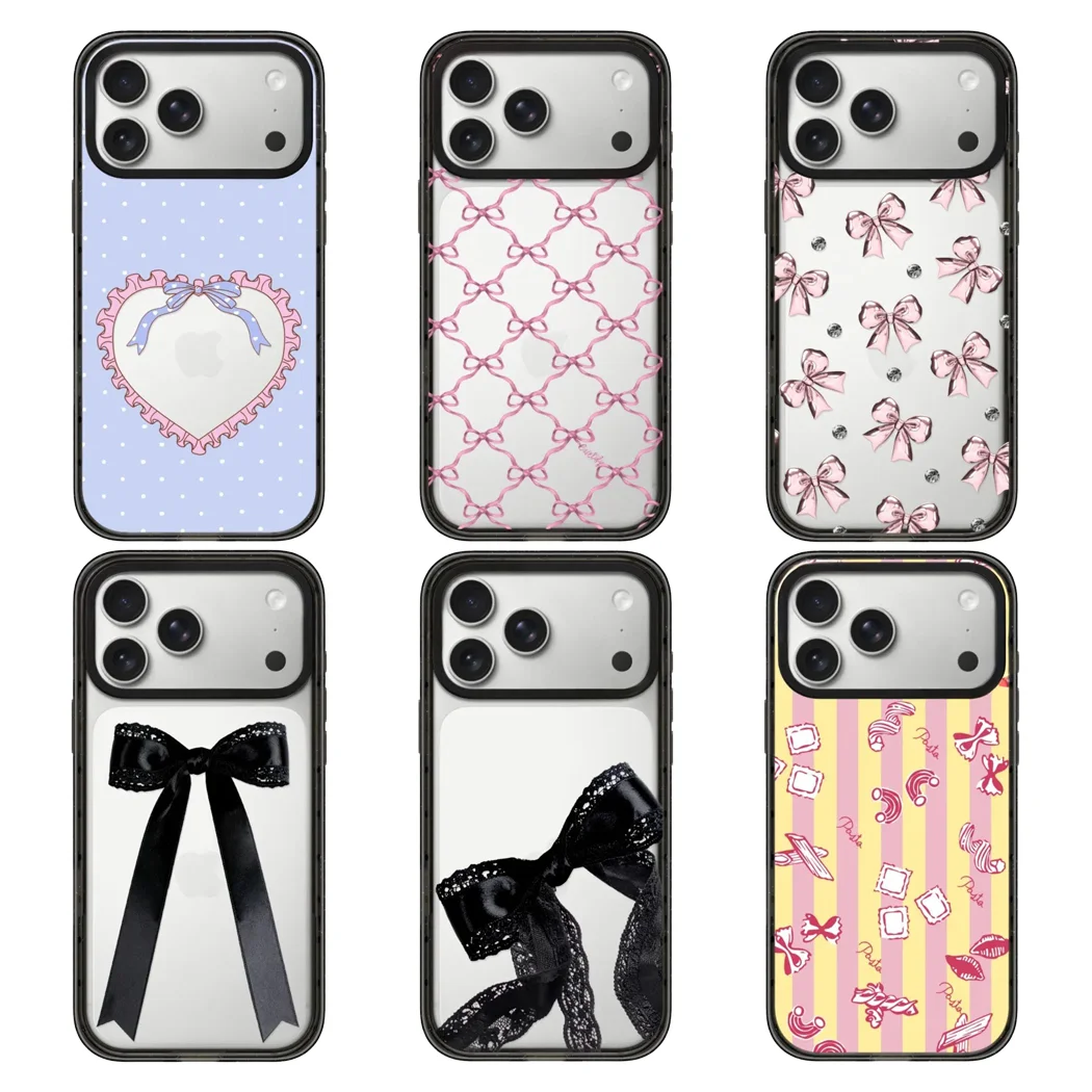 

Purple Pink Black Bow 2.0 Acrylic Black Border Phone Cover for IPhone 12 13 14 15 16 17 Pro Max Case for IPhone 17 Air