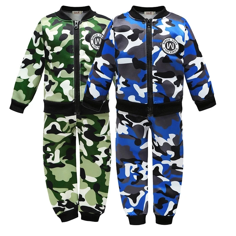 Baby Jungen Woolen Warme Camouflage Winddicht Sport Warme Kleidung Set Kinder Jacke Mantel Hosen Kleidung Kinder Kinder Zipper Sport Anzug