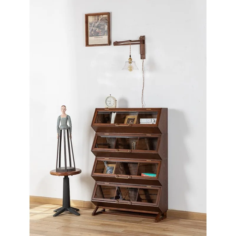 Solid Wood Retro Multi-grid Storage Cabinet, Flap Cabinet, Sundry Cabinet, Wrought Iron Locker, Groceries