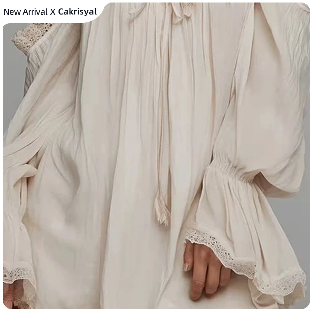 Vestido corto sexy de encaje calado para mujer, con hombros descubiertos, manga larga acampanada, estilo bohemio vintage, ideal para vacaciones de verano, elegante y chic.