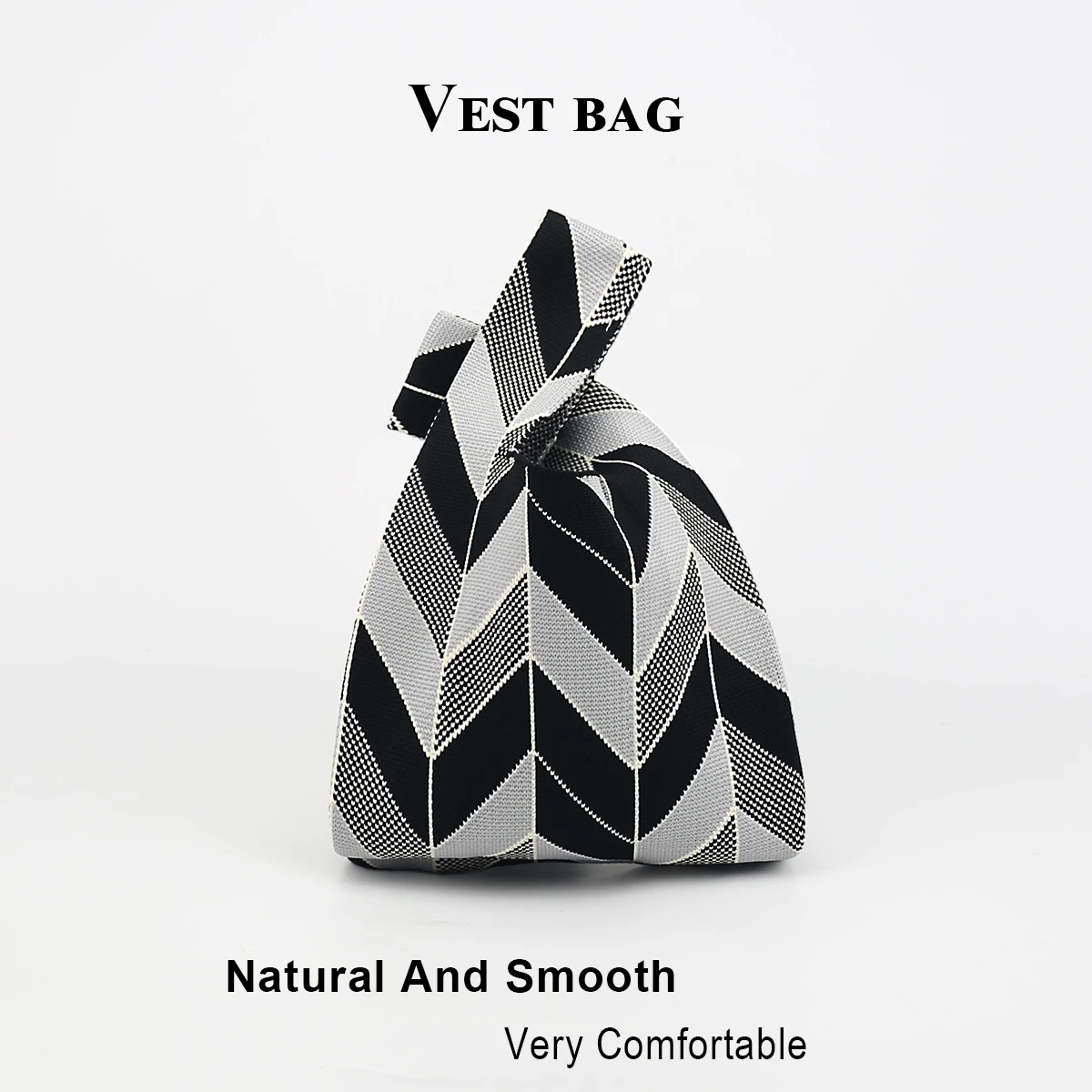 1 Piece Striped Patterned Knitted Handbag, Large Capacity Foldable Bag for Phone, Umbrella, Cosmetics, Books, Fashionable Versatile Casual Women's Bag for Commuting, Travel, Vacation, and Shopping view 3