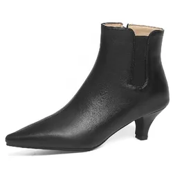 Fashion Ankle Boots For Women Elegant Point Short Boots Female Low Heels Autumn Winter Shoes Black Beige Party Shoes Large Size