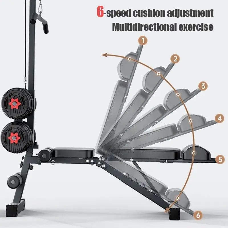 Panca da allenamento multifunzionale per palestra domestica 12 in 1, sistema di pulegge alte/basse, panca sit-up LAT, sviluppatore di gambe pull-down, stren regolabile