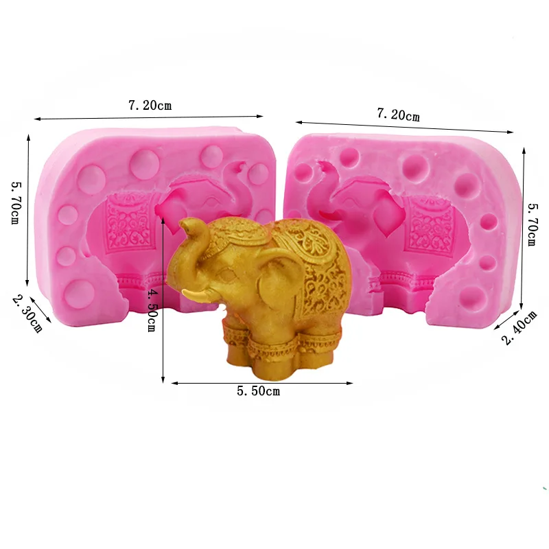 3D Rich Elephant Silicone Mold Fondant Candle Resin Aroma Stone Ornaments Soap Mold For   Pastry Cup Cake Decorating