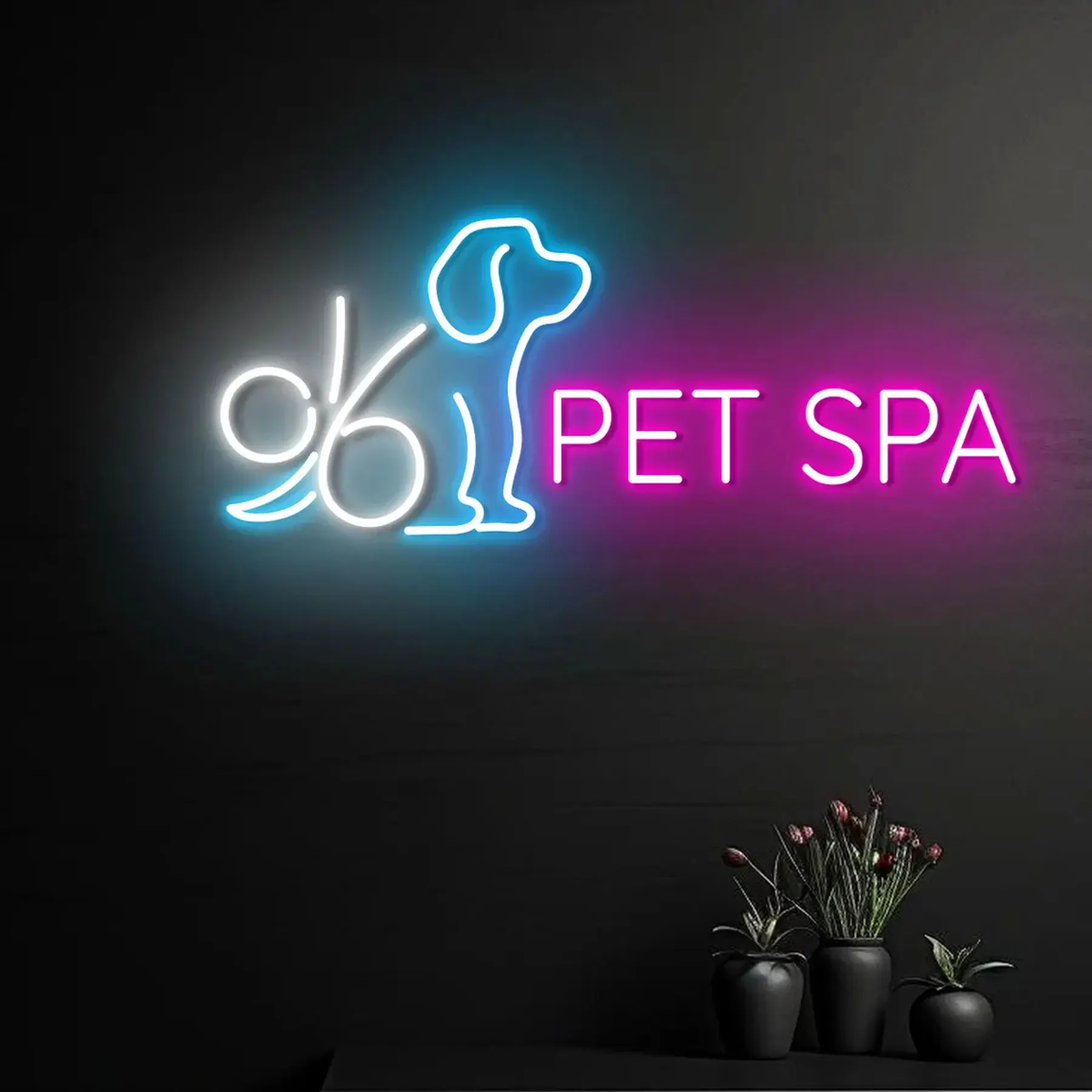 Pet Spa Neon Sign Animal Pet Shop Wall Home Decor Dog Grooming Salon Sign Custom Gift For Dog Lover